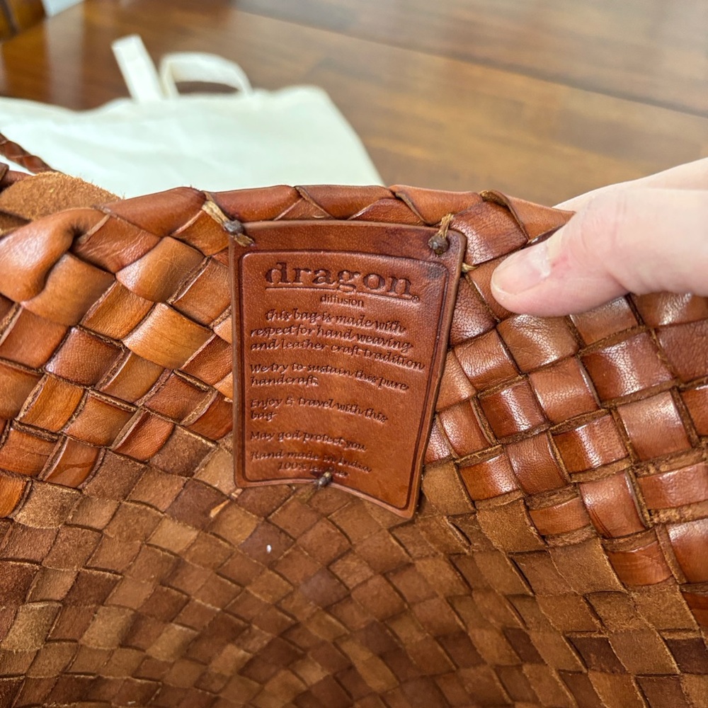Dragon Diffusion Authentic Tan “Egola” Woven Leather Tote Bag - Picture 11 of 11